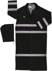 MCR Safety - Size 5XL, Black, Rain Jacket - 2 Pockets, Attached Hood - USA Tool & Supply