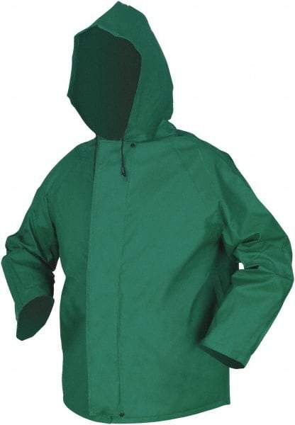 MCR Safety - Size M, Green, Rain Jacket - Detachable Hood - USA Tool & Supply