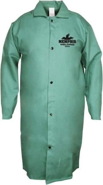 MCR Safety - Size M Welding & Flame Resistant/Retardant Coat - Green, Cotton, Snaps Closure - USA Tool & Supply