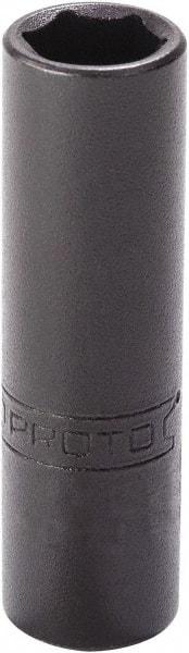 Proto - 9/16", 1/4" Drive, Deep Hand Socket - 6 Points, 2" OAL, Alloy Steel, Black Finish - USA Tool & Supply