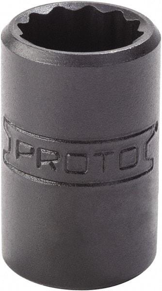 Proto - 1/2", 1/4" Drive, Standard Hand Socket - 12 Points, 7/8" OAL, Alloy Steel, Black Finish - USA Tool & Supply
