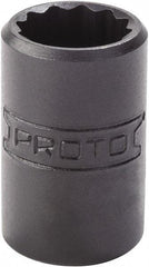 Proto - 1/2", 1/4" Drive, Standard Hand Socket - 12 Points, 7/8" OAL, Alloy Steel, Black Finish - USA Tool & Supply