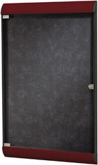 Ghent - 42.13" Wide x 27-3/4" High Enclosed Cork Bulletin Board - Vinyl, Stone (Color) - USA Tool & Supply