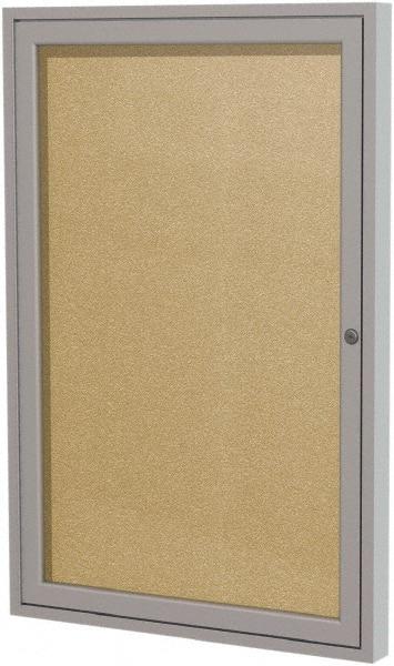 Ghent - 36" Wide x 30" High Enclosed Cork Bulletin Board - Vinyl, Caramel - USA Tool & Supply