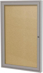 Ghent - 24" Wide x 18" High Enclosed Cork Bulletin Board - Rubber, Caramel - USA Tool & Supply