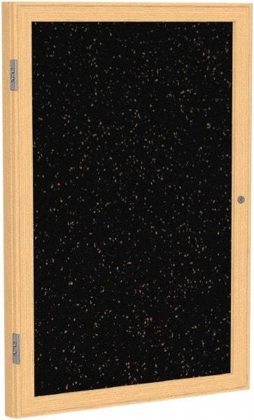 Ghent - 36" Wide x 30" High Enclosed Cork Bulletin Board - Rubber, Tan Speckled - USA Tool & Supply