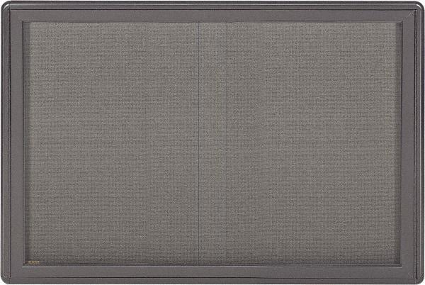 Ghent - 47" Wide x 34" High Enclosed Cork Bulletin Board - Fabric Covered, Black - USA Tool & Supply
