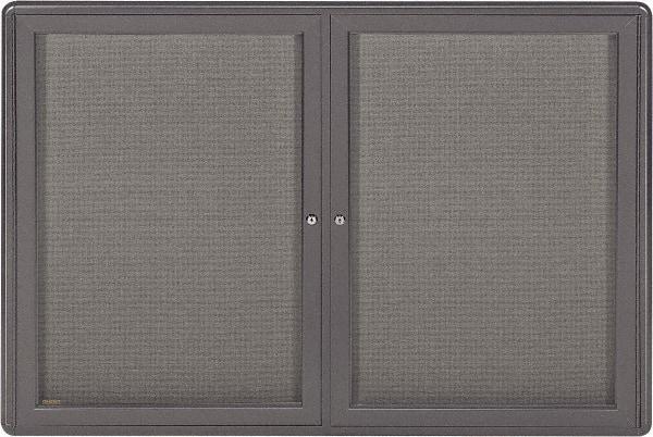 Ghent - 34" Wide x 24" High Enclosed Cork Bulletin Board - Fabric Covered, Black - USA Tool & Supply