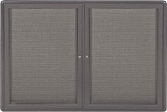 Ghent - 34" Wide x 24" High Enclosed Cork Bulletin Board - Fabric Covered, Black - USA Tool & Supply