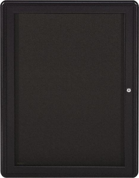 Ghent - 34" Wide x 24" High Enclosed Cork Bulletin Board - Fabric Covered, Gray - USA Tool & Supply