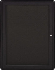 Ghent - 34" Wide x 24" High Enclosed Cork Bulletin Board - Fabric Covered, Gray - USA Tool & Supply