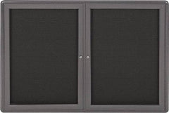 Ghent - 34" Wide x 24" High Enclosed Cork Bulletin Board - Fabric Covered, Gray - USA Tool & Supply