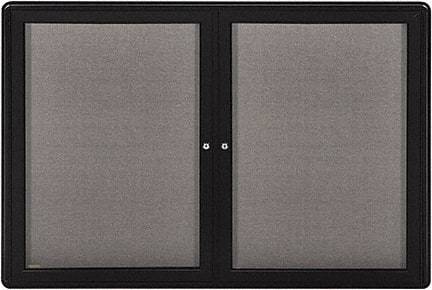 Ghent - 34" Wide x 24" High Enclosed Cork Bulletin Board - Fabric Covered, Black - USA Tool & Supply
