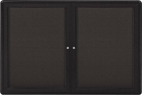 Ghent - 47" Wide x 34" High Enclosed Cork Bulletin Board - Fabric Covered, Gray - USA Tool & Supply