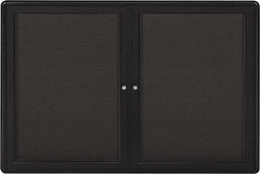 Ghent - 47" Wide x 34" High Enclosed Cork Bulletin Board - Fabric Covered, Gray - USA Tool & Supply