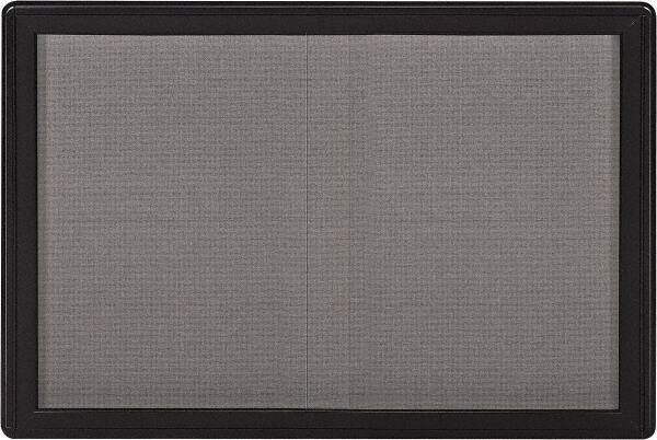 Ghent - 47" Wide x 34" High Enclosed Cork Bulletin Board - Fabric Covered, Black - USA Tool & Supply