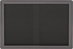 Ghent - 47" Wide x 34" High Enclosed Cork Bulletin Board - Fabric Covered, Gray - USA Tool & Supply