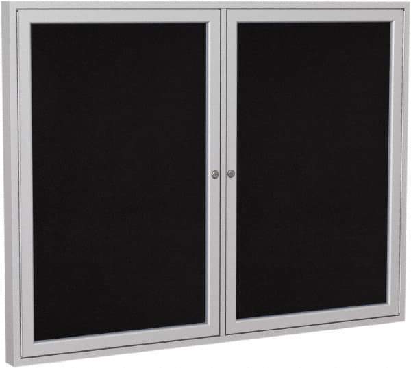 Ghent - 48" Wide x 36" High Enclosed Cork Bulletin Board - Rubber, Black - USA Tool & Supply