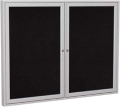 Ghent - 48" Wide x 36" High Enclosed Cork Bulletin Board - Rubber, Black - USA Tool & Supply