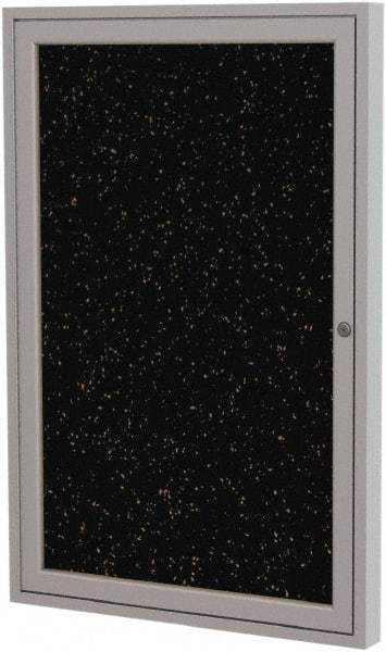 Ghent - 36" Wide x 24" High Enclosed Cork Bulletin Board - Rubber, Tan Speckled - USA Tool & Supply