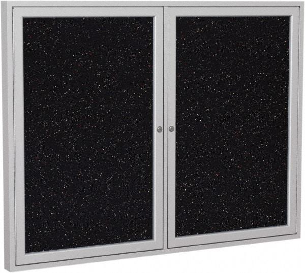 Ghent - 48" Wide x 36" High Enclosed Cork Bulletin Board - Rubber, Confetti (Color) - USA Tool & Supply