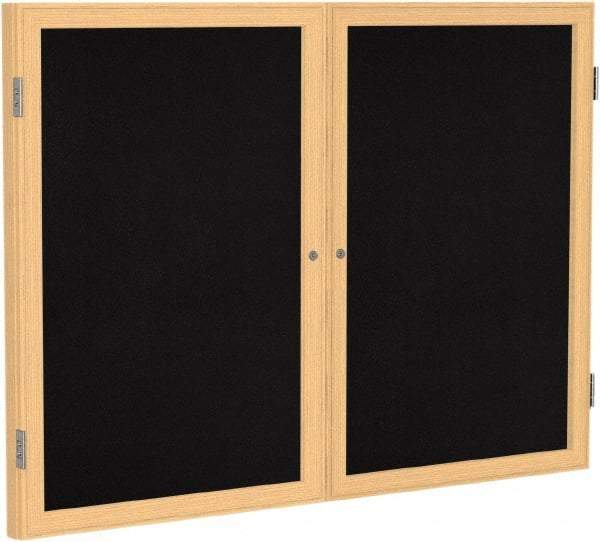 Ghent - 48" Wide x 36" High Enclosed Cork Bulletin Board - Rubber, Black - USA Tool & Supply