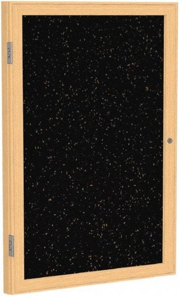 Ghent - 24" Wide x 18" High Enclosed Cork Bulletin Board - Rubber, Tan Speckled - USA Tool & Supply