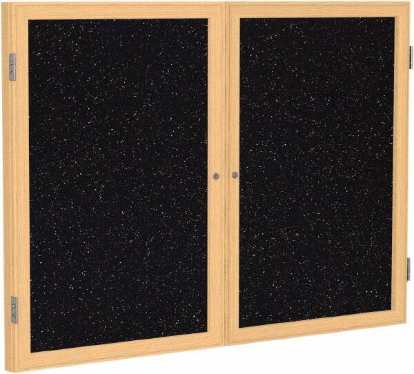 Ghent - 48" Wide x 36" High Enclosed Cork Bulletin Board - Rubber, Confetti (Color) - USA Tool & Supply