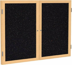 Ghent - 48" Wide x 36" High Enclosed Cork Bulletin Board - Rubber, Confetti (Color) - USA Tool & Supply