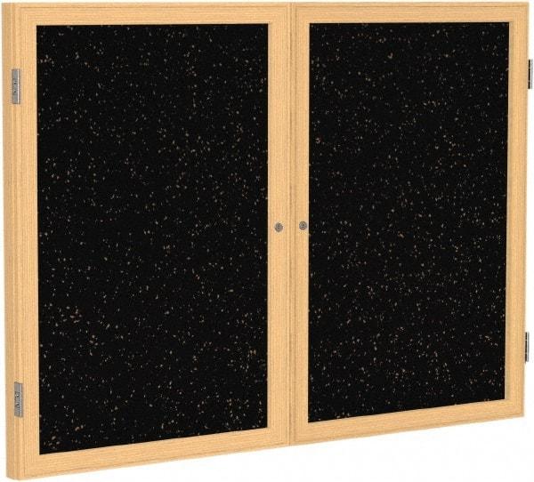 Ghent - 48" Wide x 36" High Enclosed Cork Bulletin Board - Rubber, Tan Speckled - USA Tool & Supply