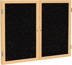 Ghent - 48" Wide x 36" High Enclosed Cork Bulletin Board - Rubber, Tan Speckled - USA Tool & Supply