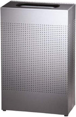 Rubbermaid - 13 Gal Silver Rectangle Decorative Waste Receptacle With Top - Steel, 30" High x 19-1/2" Long x 495.3mm Wide - USA Tool & Supply