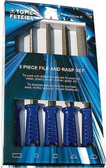 Anglo American - 5 Piece American Pattern File Set - 8" Long, Bastard Coarseness, Set Includes Square, Flat, Round, Half Round, Three Square - USA Tool & Supply