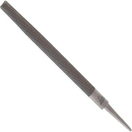 Anglo American - 12" Long, Bastard Cut, Half Round American-Pattern File - Double Cut, 0.32" Overall Thickness, Tang - USA Tool & Supply
