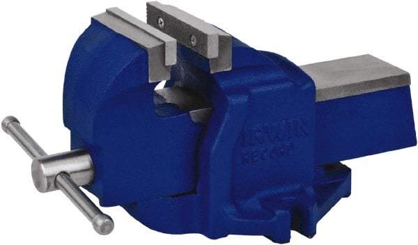 Irwin - 4-1/2" Jaw Width, 5-1/2" Opening Capacity, 3" Throat Depth, Steel Stationary Bench Vise - Bolt Down Base Attachment - USA Tool & Supply