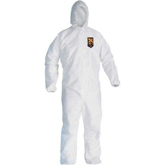 KleenGuard - Size L Polypropylene General Purpose Coveralls - White, Zipper Closure, Elastic Cuffs, Elastic Ankles, Serged Seams - USA Tool & Supply