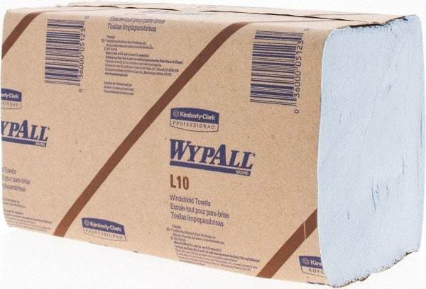 WypAll - L10 Dry Glass & Lens Wipes - 9" x 10-1/4" Sheet Size, Blue - USA Tool & Supply