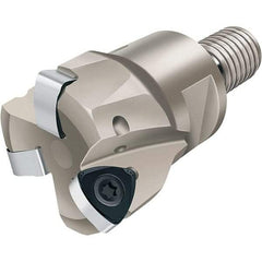 Walter - 21° Lead Angle, 25mm Max Cut Diam, 13.4mm Min Cut Diam, 1mm Max Depth of Cut, Indexable Chamfer & Angle End Mill - 2 Inserts, P23696 Insert Style, 58mm OAL, Through Coolant, Threaded Shank - USA Tool & Supply
