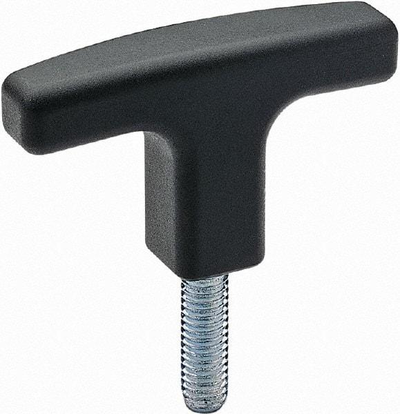 Elesa - 3-1/8" Head Length, Threaded Stem T Handle - Black - USA Tool & Supply