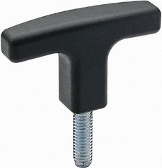 Elesa - 3-1/8" Head Length, Threaded Stem T Handle - Black - USA Tool & Supply
