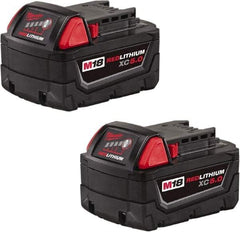 Milwaukee Tool - 18 Volt Lithium-Ion Power Tool Battery - 5 Ahr Capacity, 110 min Charge Time, Series RED LITHIUM - USA Tool & Supply