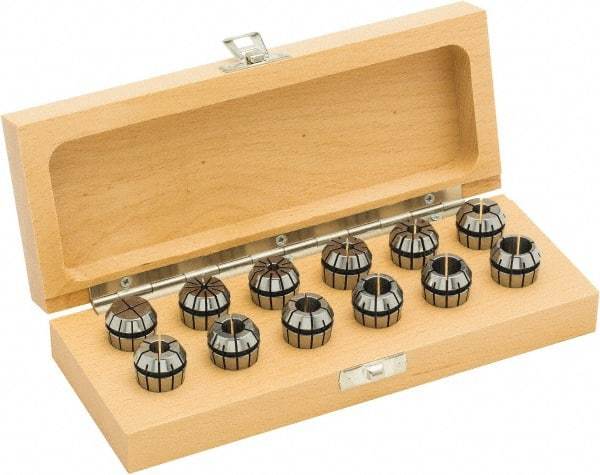 Parlec - 14 Piece, 1/8" to 13/16" Capacity, ER Collet Set - 0.0002" TIR, Series ER32 - Exact Industrial Supply