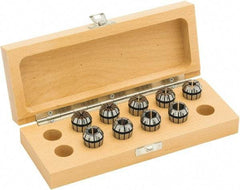 Parlec - 9 Piece, 1/8" to 1/2" Capacity, ER Collet Set - 0.0002" TIR, Series ER20 - Exact Industrial Supply