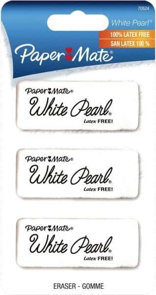 Paper Mate - Rectangle Rubber Eraser - White - USA Tool & Supply