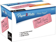 Paper Mate - Rectangle Rubber Eraser - Pink - USA Tool & Supply