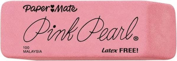 Paper Mate - Rectangle Rubber Eraser - Pink - USA Tool & Supply