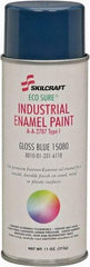 Ability One - Blue, Gloss, Enamel Spray Paint - 12 to 15 Sq Ft per Can, 16 oz Container, Use on Masonry - USA Tool & Supply