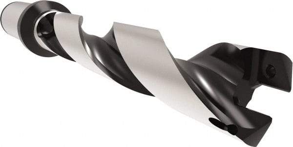Allied Machine and Engineering - Series 24, 24 to 25.99mm Diam, 25mm Diam Straight Shank with Flange, Helical Flute Spade Drill - 129.9mm Max Depth, 165.8mm Body Length, 221.8mm OAL, Standard Length, Through Coolant - USA Tool & Supply