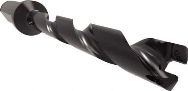 Allied Machine and Engineering - Series 11, 11 to 12mm Diam, 5/8" Diam Straight Shank with Flange, Helical Flute Spade Drill - 3-19/64" Max Depth, 4-11/32" Body Length, 6-7/32" OAL, Standard Length, Through Coolant - USA Tool & Supply
