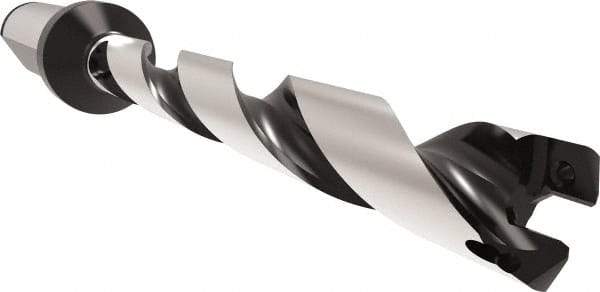 Allied Machine and Engineering - Series 11, 11 to 11.99mm Diam, 16mm Diam Straight Shank with Flange, Helical Flute Spade Drill - 83.9mm Max Depth, 110.6mm Body Length, 158.6mm OAL, Standard Length, Through Coolant - USA Tool & Supply